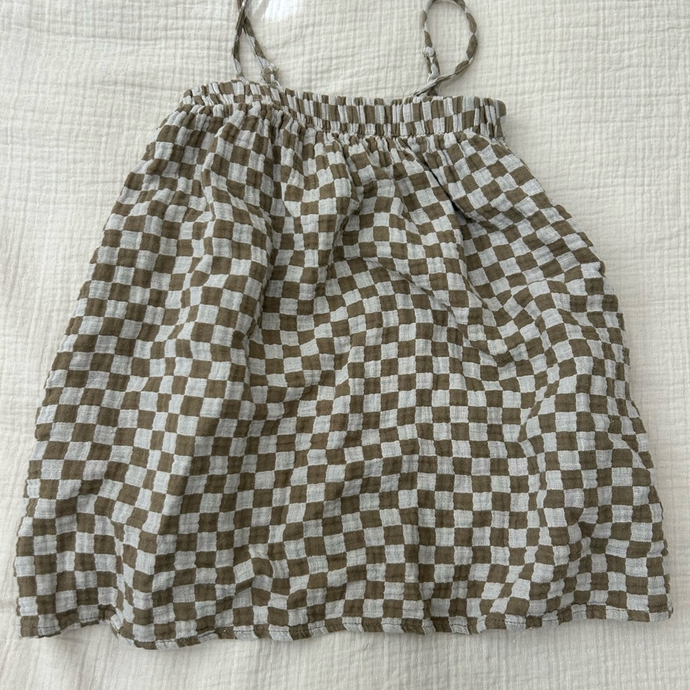 Checkered Brown and White Dress